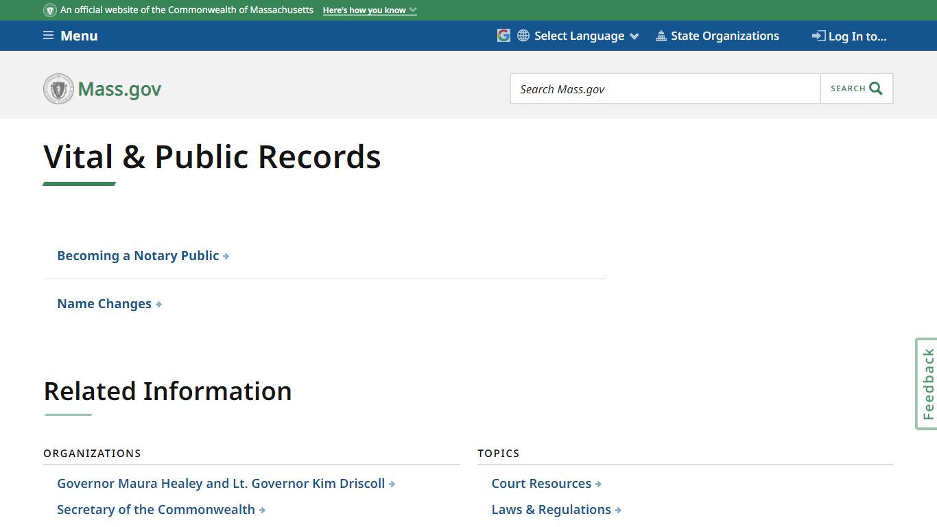 Vital & Public Records | Mass.gov